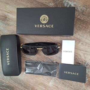 Versace Black Sunglasses with Iconic Medusa Logo